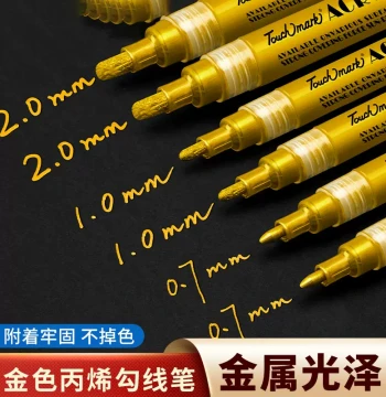 Gold Gel Pen Acrylic Marker for Art Painting, Instant Camera Hand-Drawn Christmas Pen, Celebrity Autograph Pen, Silver Metallic Paint Touch-Up Marker, White Highlight Liner Pen for Art