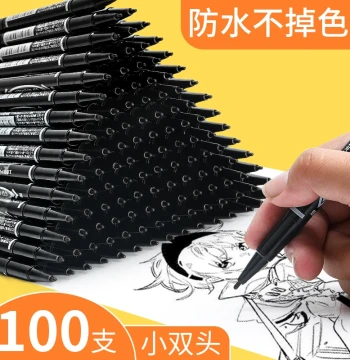 Dual-Tip Oil-Based Marker Pen in Fine Black, Red, and Blue for CD Marking; Refillable Colored Liner Pens with Free Shipping