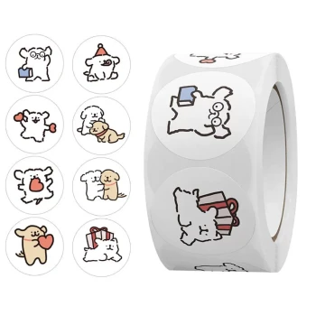 500 Stickers/Roll: Personalized Cartoon Puppy Sealing Stickers, Instagram Style, Cute Journal Decoration, Doggy Roll Stickers
