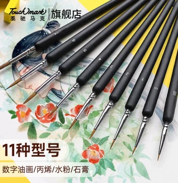 Touchmark Wolf Hair Liner Brush Ultra-Fine Detail Pen for DIY Paint by Numbers, Acrylic, Watercolor, Gouache; Nylon & Wolf Hair Outline Brush for Chinese Painting and Fine Art, Split-Resistant
