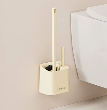 Toilet Brush Long Handle with Base New No Dead Corner Bathroom Wall-mounted No Drilling Gap Cleaning Artifact