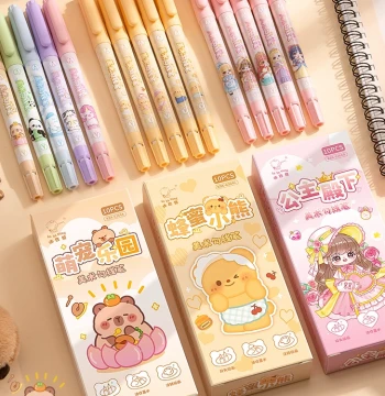 Liupintang Art Liner Pens for Kids, Dual-Tip Quick-Drying Oil-Based Waterproof and Oil-Proof Extra-Fine Drawing Pens, Colored Outline and Border Pens for Elementary Students, Dual-Tip Markers with Fine and Broad Ends
