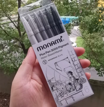 Monami Plus Pen 3000 Medium Gray Set: Smudge-proof Gradient Markers for Art Students, Journaling, and Outlining