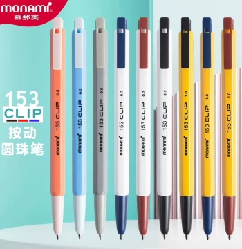 South Korea Monami Imported Clip Hexagonal Exam Ballpoint Pen 0.7, Exam Taking, Retractable Oil-Based Pen, 0.5 Signature Pen, Monami Black Retro Atomic Pen, Red 1.0, Blue
