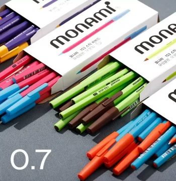 Monami South Korea Imported 153 Colored Ballpoint Pens 0.7mm: Student Exam Pens in Candy Colors, Monami Two-Tone Gel Signature Pens, Black Ink with Colorful Barrels