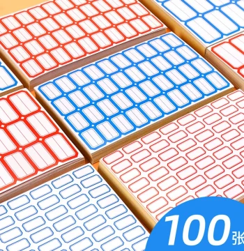 Coated Paper Self-Adhesive Small Labels – Price Tags, Handwritten Classification Stickers in Red and Blue, Mini Name Tags for Office Stationery, Wholesale with Free Shipping