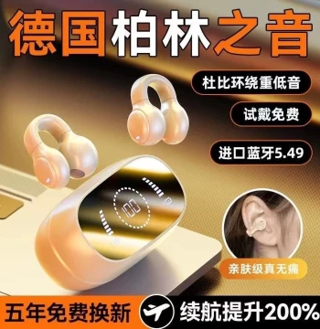Bluetooth Earphones Bone Conduction 2025 New Model Bluetooth Genuine True Wireless Non-In-Ear Clip-On Noise Cancelling Ultra-Long Battery Life