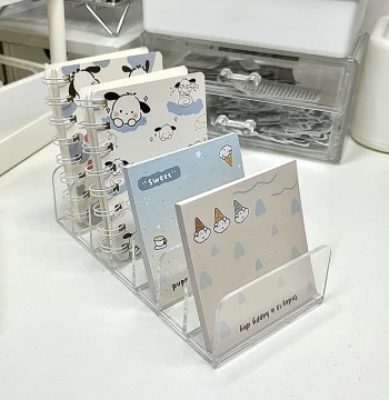 Memo Pad Storage Box with Desktop Bookstand – Office Desk Organizer for Students, Journaling, Sticky Notes, and Postcards