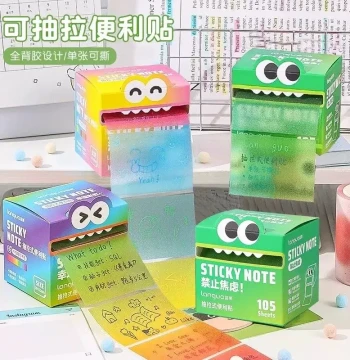 Retractable Dopamine Sticky Notes, Quick-Drying, Non-Messy, Tear-Off Without Residue, Adhesive Transparent Memo Pads for Students