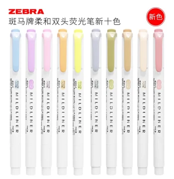 Japan ZEBRA WKT7 New Color Limited Edition Pastel Dual-Tip Highlighter for Students, Journaling, Key Point Marking
