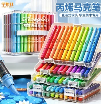 Liquid Ink Acrylic Markers with Soft Tips, Washable for Kids, Elementary Art Specialist, Non-Bleeding & Layerable Watercolor Pens, 24/48/60 Color Sets for Kindergarten Painting
