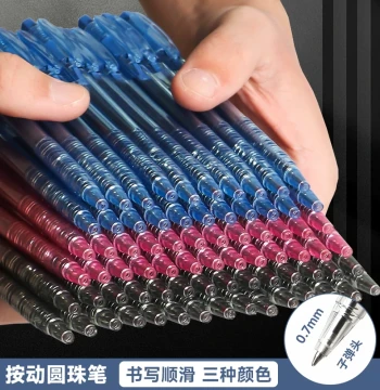 0.7mm Retractable Ballpoint Pen, Economical and Practical Staff Pen, Black/Blue/Red Press-Type Bullet Tip Medium Oil Ink Pen