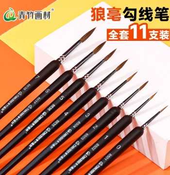 Chinjoo Wolf Hair Liner Brush Set for Fine Art, Ultra-Fine Painting Brushes for Outlining, Suitable for Gouache, Watercolor, Acrylic, Oil Painting, Traditional Chinese Painting, and Thangka Detailing, Small Size