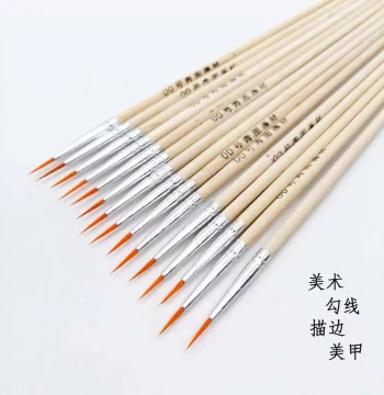 Natural Wood Handle Ultra-Fine Nylon Liner Brush - For Gouache, Watercolor, Industrial Paint Outlining, Hand Drawing, and Traditional Chinese Art