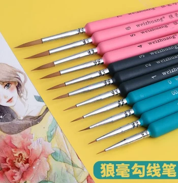 Weasel Hair Liner Brush Set for Watercolor Portrait Painting, Soft Bristle Oil Painting, Ultra-Fine Detailing, Gongbi Style for Student Art Use