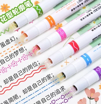 Floral Curve Contour Highlighter Pens - Wavy Line Markers for Students, Journaling, and Colorful Border Emphasis