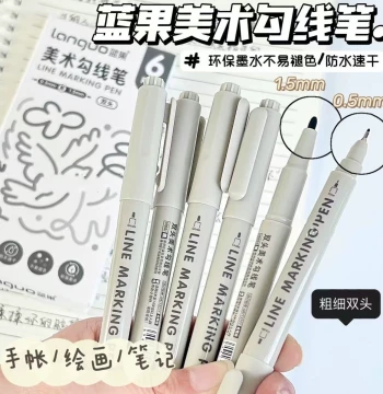 Children's Art Liner Pens - Oil-Based Dual-Tip Markers with No Smudging or Bleeding, Fast-Drying for Outlining and Drawing
