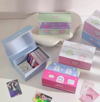 Instagram-Style Magnetic Storage Paper Box for Idol Albums & Cards - Dust-Proof, Aesthetic Desktop Sticky Note Organizer