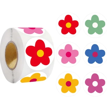 500 Stickers/Roll Roll-Pack Small Red Flower Reward Stickers for Children's Toys, Decoration, Gift Series Self-Adhesive Sticker Labels