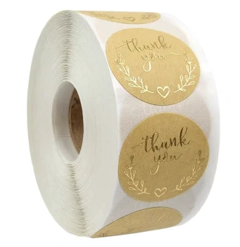 500 Sheets/Roll Olive Branch Gold Foil 'Thank You' Stickers for Gift Packaging, Sealing, Handmade Baking, Envelope Decoration, and Labels