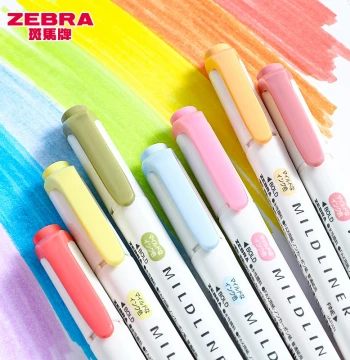 Japan ZEBRA Fluorescent Color Pen Marker Dual-Tip Pen Thick and Thin Highlight Colored Marker WKT7 Pastel Light Colors Red Planner Highlighter Flagship Store Official Website Same Style Stationery