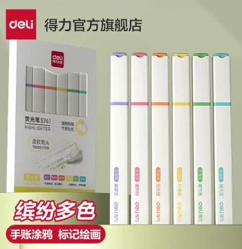 Deli Highlighters for Marking Key Points - Colorful Soft-Tip Markers for Students and Junior High, Pastel Macaron Fluorescent Colors, Slanted Tip for Journaling and DIY Double-Line Effects