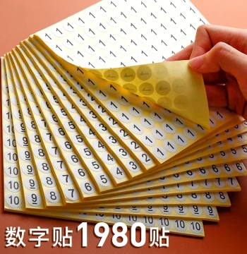 Number Stickers – Self-Adhesive Small Labels, Sequential Number Tags, Round Clothing/Pants/Nail Art/Book Serial Labels, Size Tags for Apparel