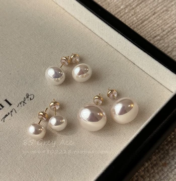 Swarovski-Style Steamed Bun Pink Luster Pearl Stud Earrings with 925 Silver Posts - Light Luxury Temperament Jewelry 2026 New Niche Design