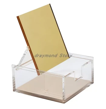 Acrylic Transparent Sticky Note Box, Mirror Finish Memo Holder for Students and Office Supplies, Clear Desktop Jewelry Organizer