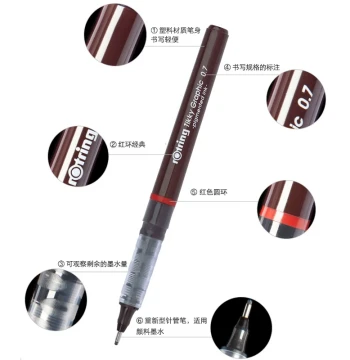 German Rotring Disposable Technical Pen, Direct Liquid Waterproof Line Drawing Pen for Drafting, Outlining, Design, Hand Drawing, and Signing