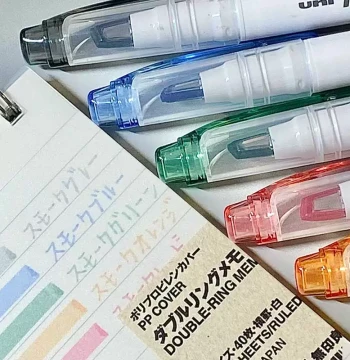 Glass Texture! Japan Mitsubishi uni Fluorescent Marker Pen, Student Dual-Tip Color Highlighter, Visible Window Transparent Pastel Markers for Outlining and Journaling