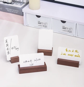 Walnut Solid Wood Card Holder Note Clip Cake Tag Display Stand Name Plate Price Tag Postcard Clip