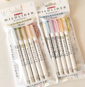 New Color Set Japan ZEBRA Highlighter WKT7 Smoky Mild Natural Dual-Tip Marker