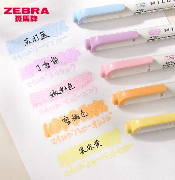 New Colors Japan ZEBRA WKT7 Fluorescent Highlighters, Natural Mild Pastel Dual-Tip Color Markers for Students, Journaling, Note-Taking, Key Point Marking, Exam Prep, Layerable Colors