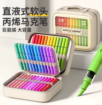 Acrylic Markers Direct-Liquid Soft Tip for Elementary Art - Washable Non-Toxic High-Aesthetic Watercolor Pens for Kids, Girls, Kindergarten 2026 New 60 Colors