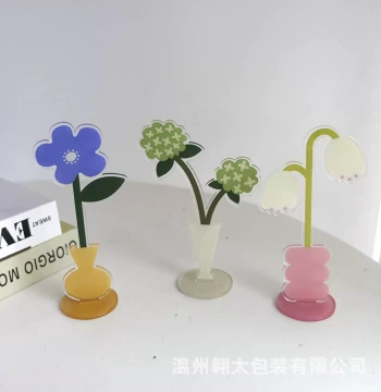 Cute Creative Flower Arrangement Series Memo Clip Stand with Hand-Drawn Instagram-Style Design for Desktop Decoration