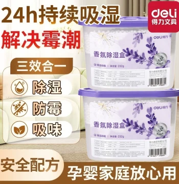 Deli Scented Dehumidifier Box, Indoor Wardrobe Moisture Absorber for Dorms, Mold-Prevention Calcium Chloride Dehumidifying Granules, Drying Agent