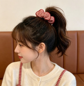 New Red Polka Dot Sweet Style Scrunchie, Large Elastic Hair Tie for Ponytails and Buns, 2026 Premium Hair Accessory