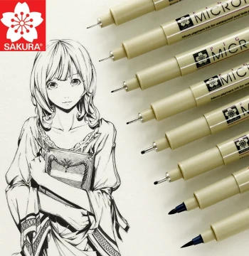 Sakura Brand Line Art Outline Pen Art Special Set Manga Hand-Drawn Design Architecture Sketch Fineliner Pen Refillable