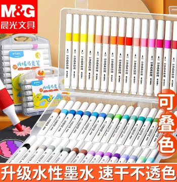 M&G Acrylic Markers for Elementary Students, Children, Non-Bleeding, Layerable, Washable Art Paint, 24 Colors, Kindergarten Brushes, 36 Colors, Refills, Watercolor Pens, Waterproof