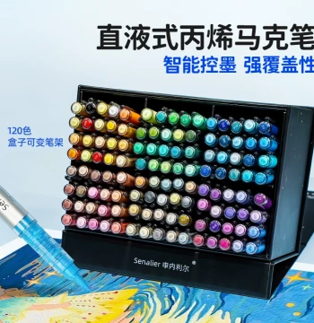 Senalier Direct Liquid Soft Tip Acrylic Markers 120 Colors Student Special Layerable Children Elementary Watercolor Pens 24/36/48 Colors Pigment Painting Brushes