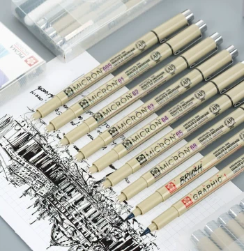 Japan Sakura Pigma Micron Pens: Waterproof Fine Liners for Hand Drawing, Outlining, Manga, and Illustration; Official Licensed Authentic Black Anime Sketch Pens