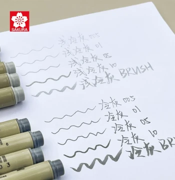 Japan Sakura Gray Fineliner Pens, Waterproof Outline Pens, Dark/Light Gray Hand Drawing Pens, Professional Manga Pens Non-Smudging for Sketchbooks, Anime Outlining, Art Watercolor and Marker Use