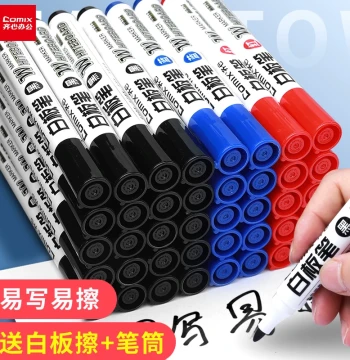 Comix Dry-Erase Whiteboard Markers Erasable Black Large Capacity for Teachers Colored Red Blue Blackboard Markers Water-Based Marker Pens Drawing Board Markers Whiteboard Markers Broad Tip Easy Erase Bulk Pack Free Shipping