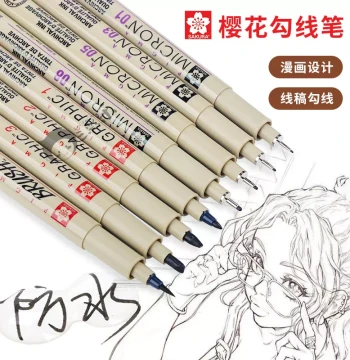 Japan SAKURA Sakura Fine Liner Pens for Line Art, Steel Nib, Light Color Wash, Black Waterproof Outlining, Hand-Drawn Set with Free Shipping