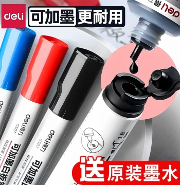 Deli Whiteboard Markers with Refillable Ink, Large Capacity, Erasable, Non-Toxic for Kids, Water-Based Chalkboard Pen for Home and Teaching, Erasable Whiteboard Writing Pen for Teachers
