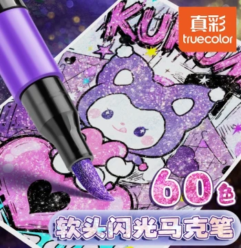 Truecolor Colorful Glitter Gel Highlighters, Non-Toxic Soft-Tip Markers for Kids and Students, Ideal for Drawing, Highlighting Key Points, Journaling, and Watercolor Sand Art