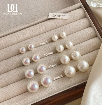 S999 Sterling Silver Swarovski-Style Large Pearl Stud Earrings 2026 New Arrival Best Seller Hypoallergenic Earrings for Women Light Luxury Premium Jewelry