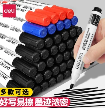 Deli Dry-Erase Whiteboard Markers: Eco-Friendly, Non-Toxic for Kids and Teachers, Water-Soluble Red Markers with Broad Tips for Easy Writing and Erasing on Blackboards