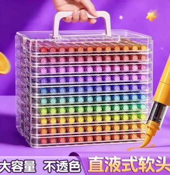 Direct Liquid Acrylic Markers with Soft Tips, Art Painting Pens for Elementary Students, Large Capacity Drawing Set, Complete Tools, Washable for Children and Kindergarten